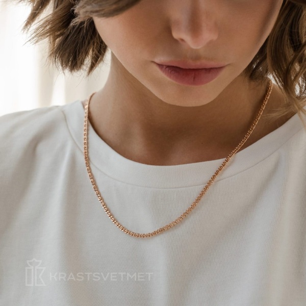 Цепь из красного золота 585, плетение «Панцирь»